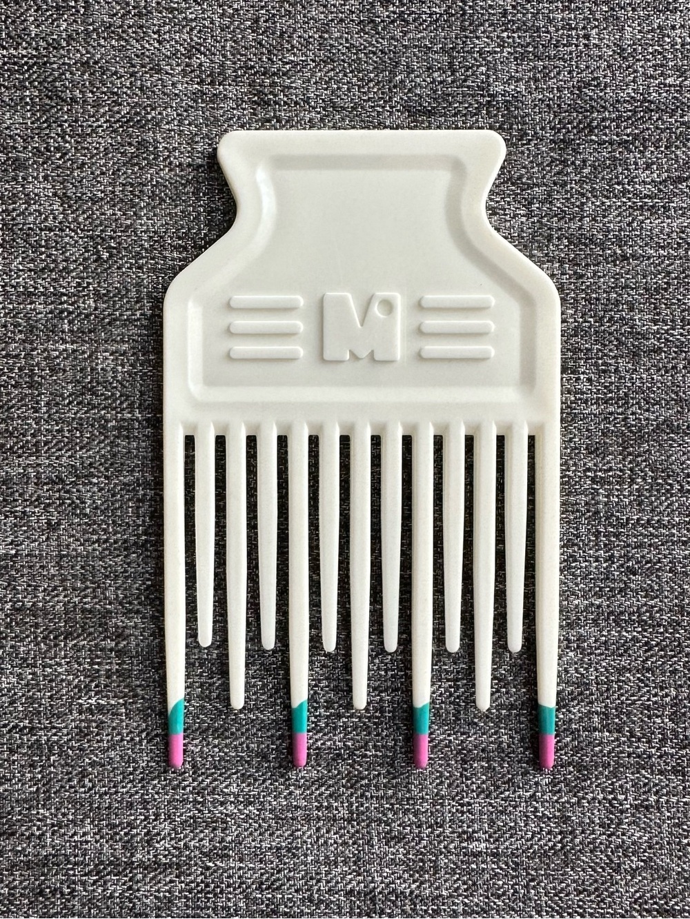 Vintage Mebco White Volume Hair Pick Twice Dipped Jazz 80s 90s Wide Tooth Comb